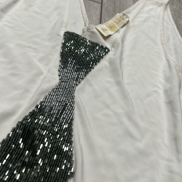 RAMY BROOK white beaded tank top E12 - Picture 5 of 7